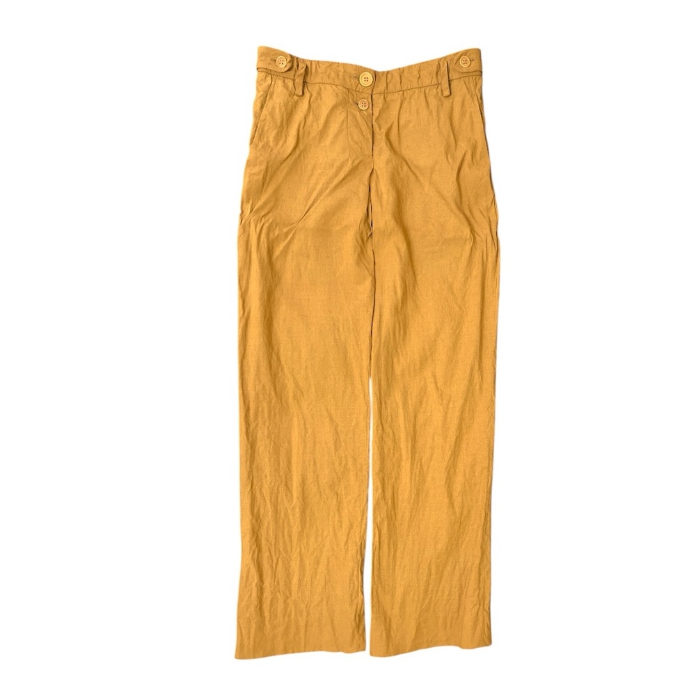 Chloe Yellow Mustard Sequoia Trousers Relaxed Fit Straight Leg Size T34 34